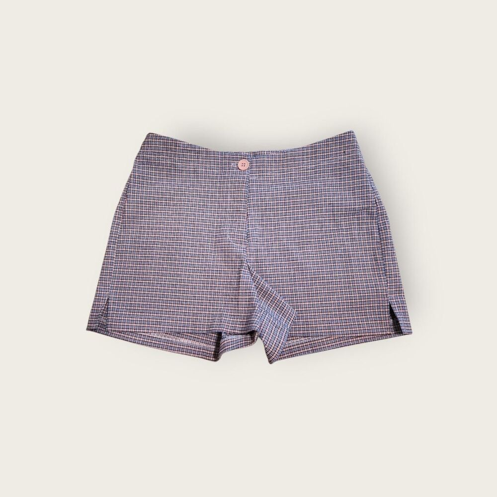 Vintage Y2k early 2000s I.L.U. pink and blue plaid preppy coquette mini shorts